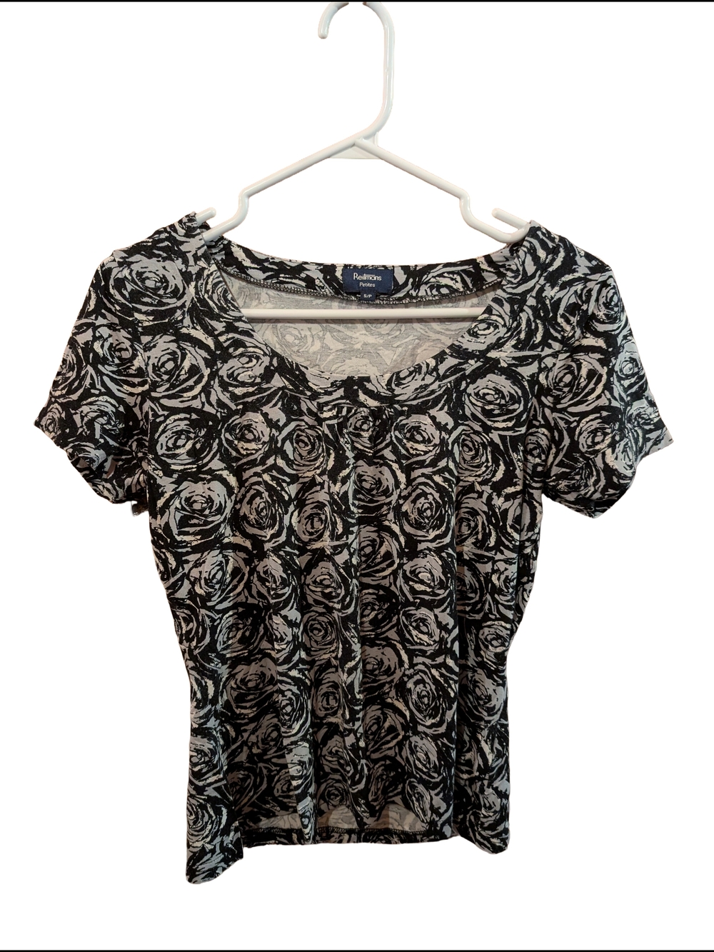 Black & White Floral Scoop Neck Tee